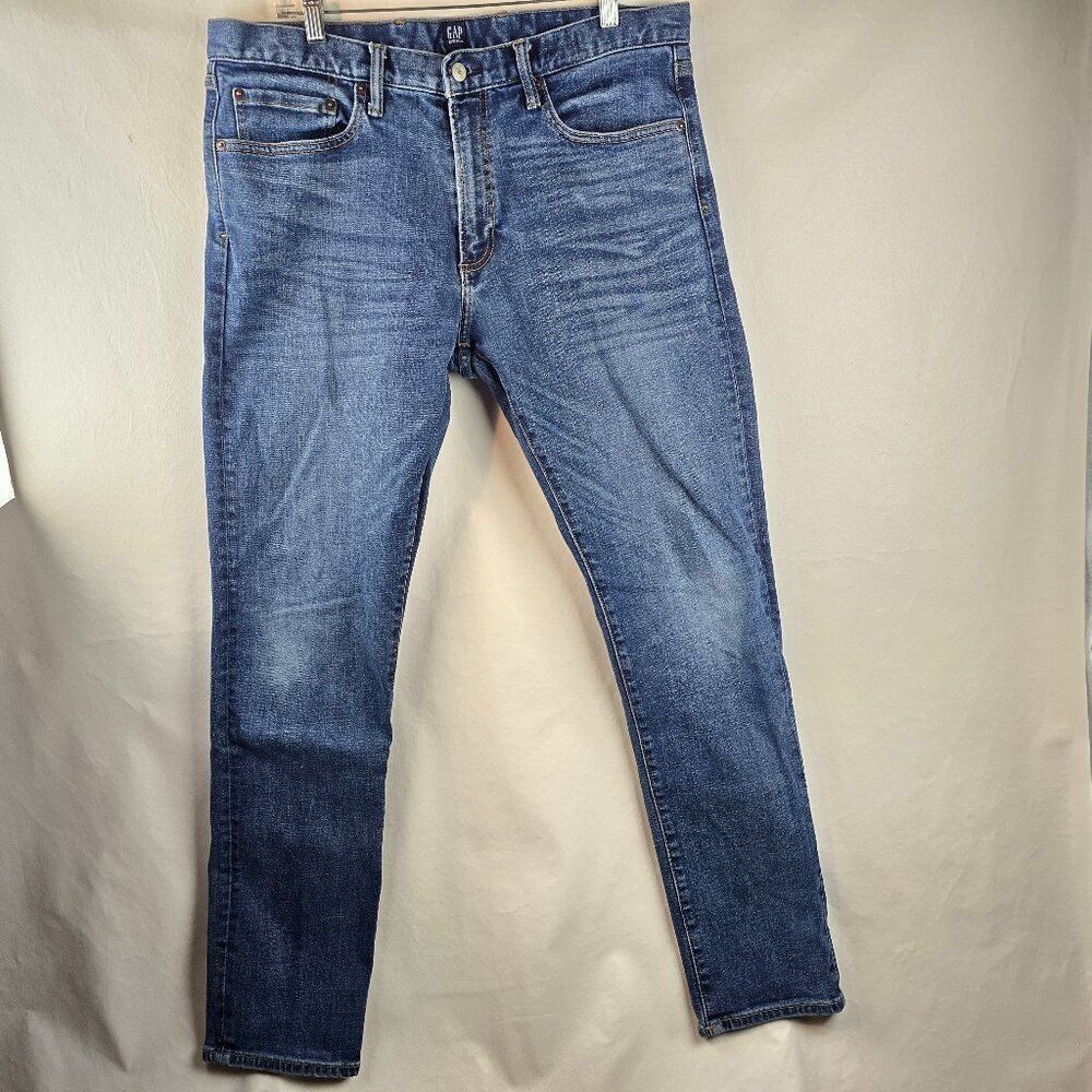 Gap Jeans Mens 36x36 Blue Denim Medium Wash Slim Stretch Skater Rocker Casual
